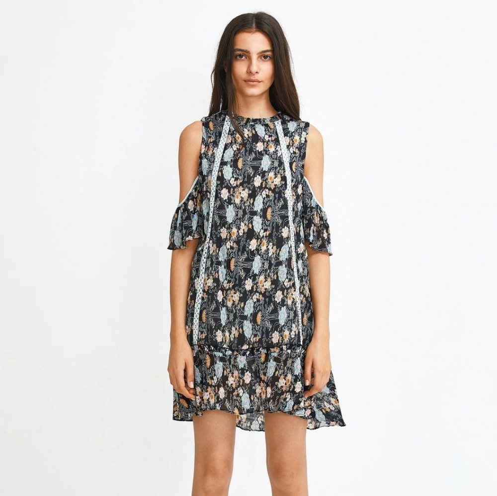 Anthropologie Foxiedox Adora Cold Shoulder Dress Floral Medium NWT